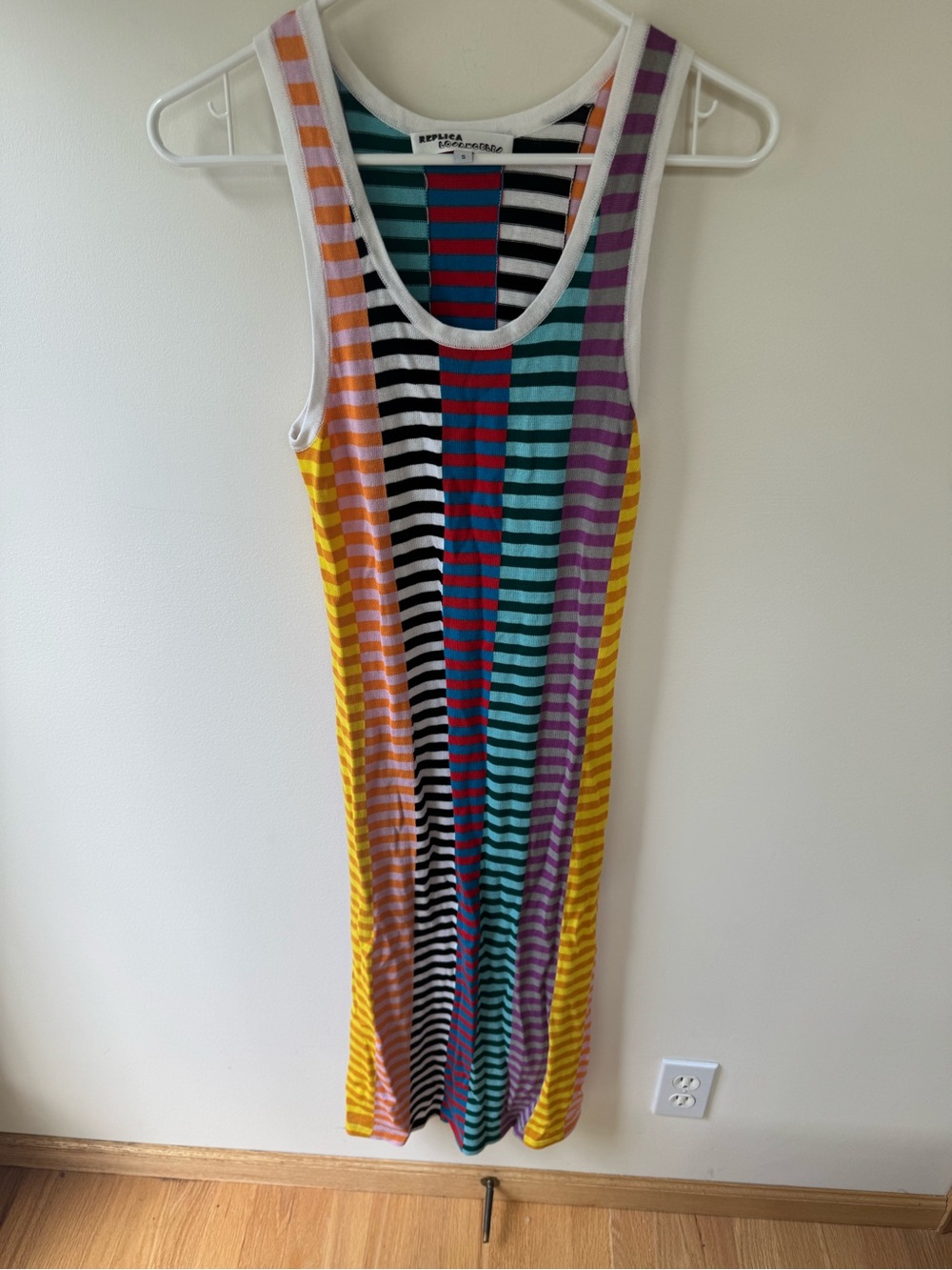 Colorblock Striped Tank Dress - Multicolor size small
